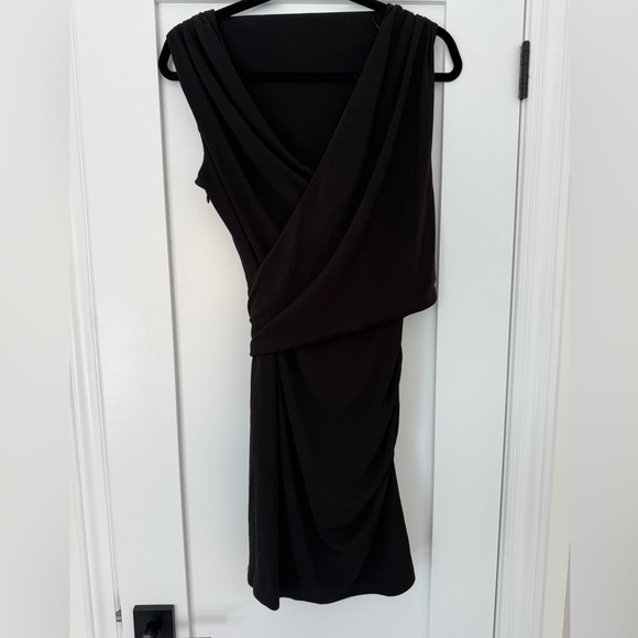 ZARA Black Ruched Cocktail Dress Rhinestone Belt Glam Party Dress - Picture 8 of 14